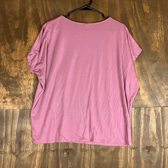 Uniqlo Womens Shirt Pink Drape Short Sleeve Seamless Boat Neck Modal Blend XL - Picture 10 of 12